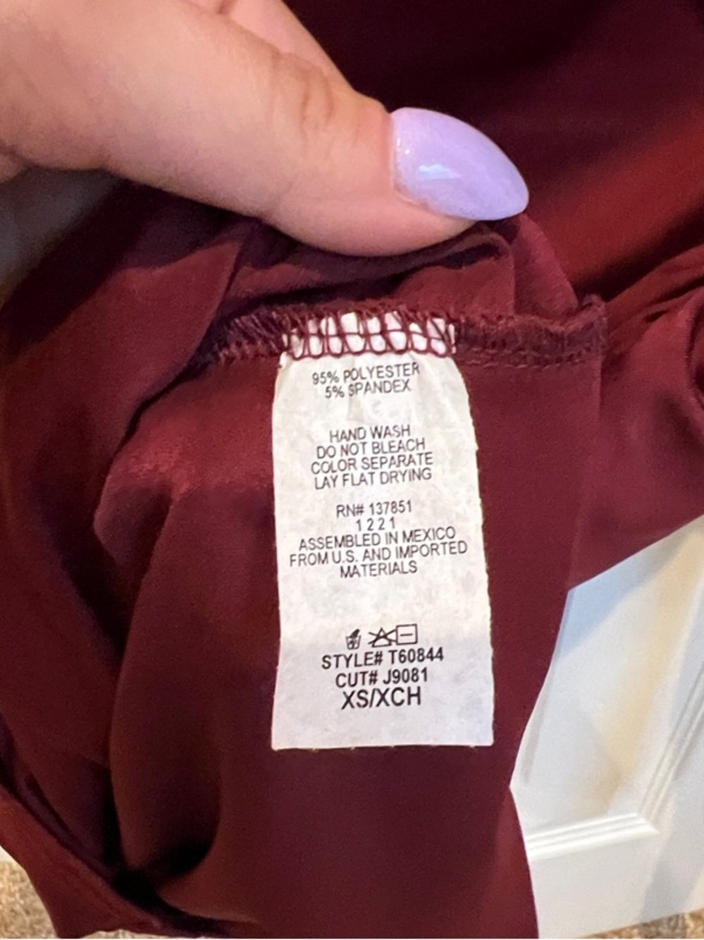 Off-Shoulder Ruched Long-Sleeve Bodysuit in Burgundy - Picture 3 of 3